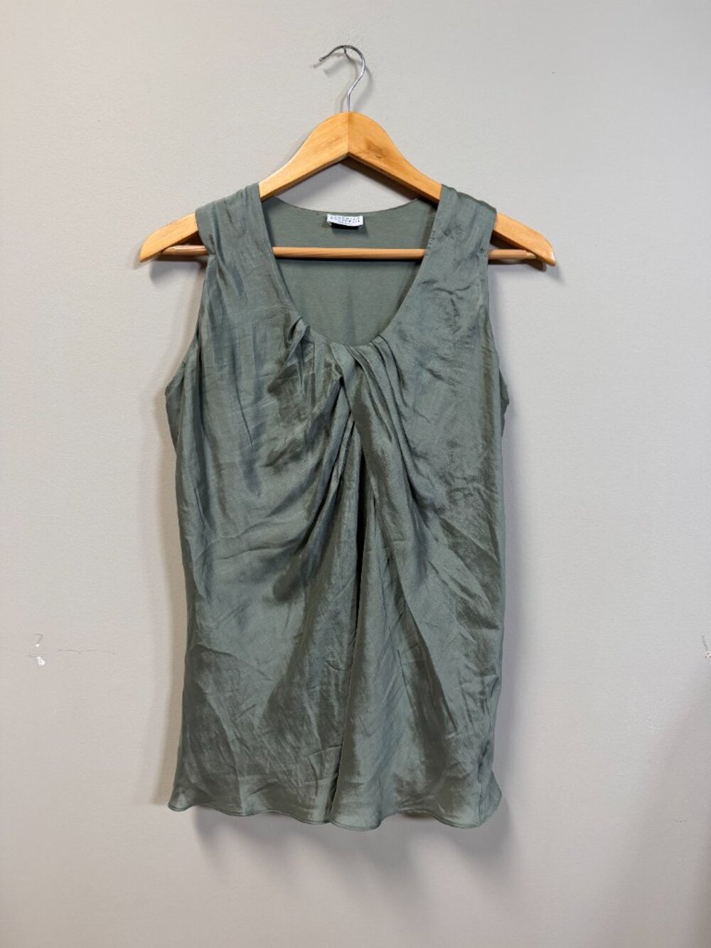 Brunello Cucinelli Silk Tank Green Ruched Neckline M